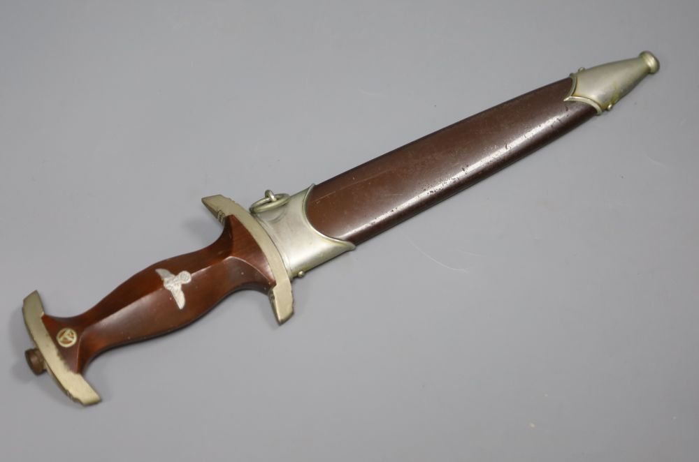 A German WW2  SA dagger by Gust. Weyersberg, Solingen, the 22cm blade inscribed 
